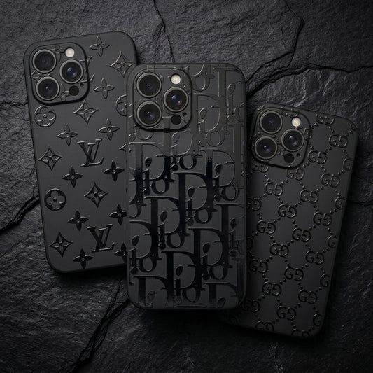 Glossy Black on Black Monogram Phone Case