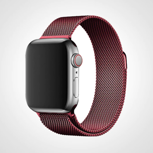 Dark Red Milanese Apple Watch Band
