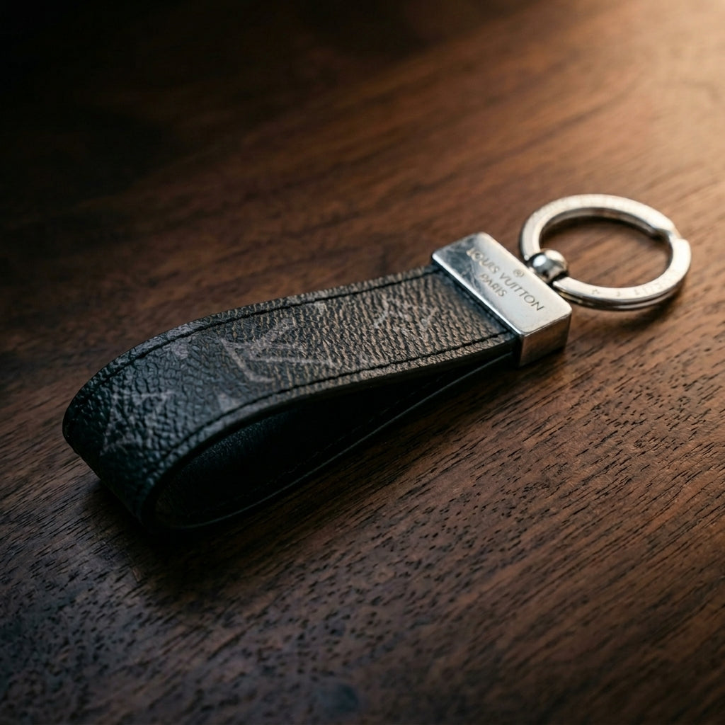 Leather Monogram Keychain