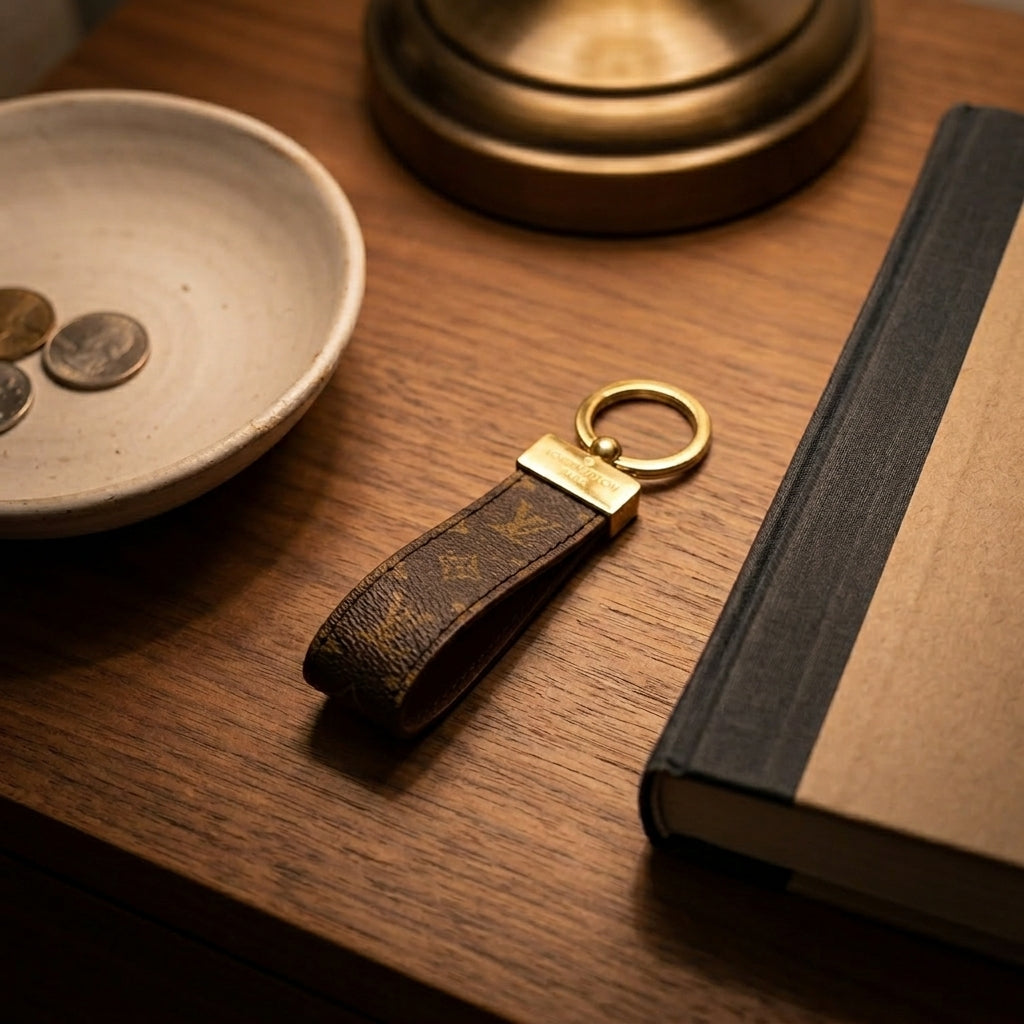 Leather Monogram Keychain