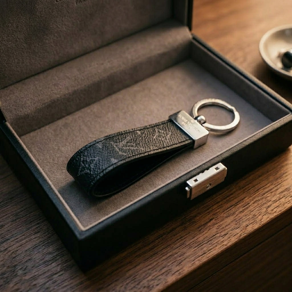 Leather Monogram Keychain
