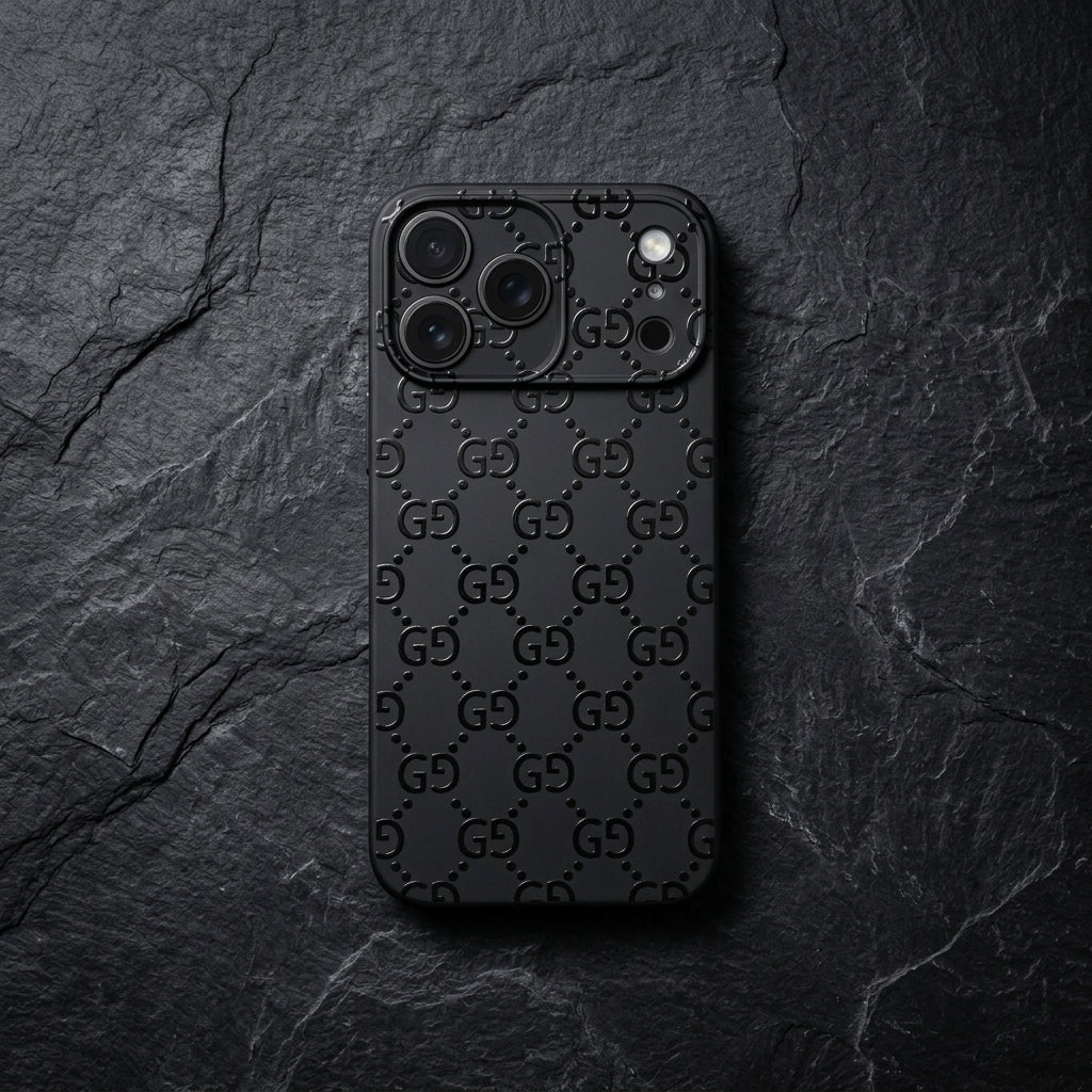 Glossy Black on Black Monogram Phone Case