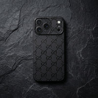 Glossy Black on Black Monogram Phone Case