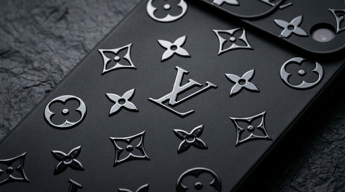 Glossy Black on Black Monogram Phone Case