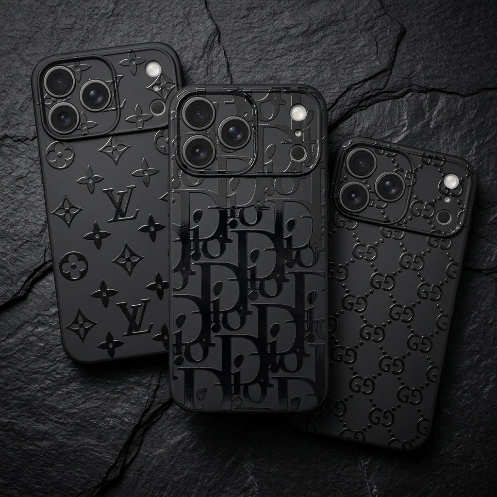 Glossy Black on Black Monogram Phone Case