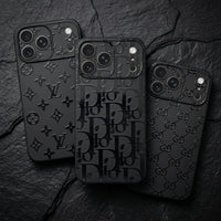 Glossy Black on Black Monogram Phone Case