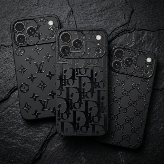 Glossy Black on Black Monogram Phone Case