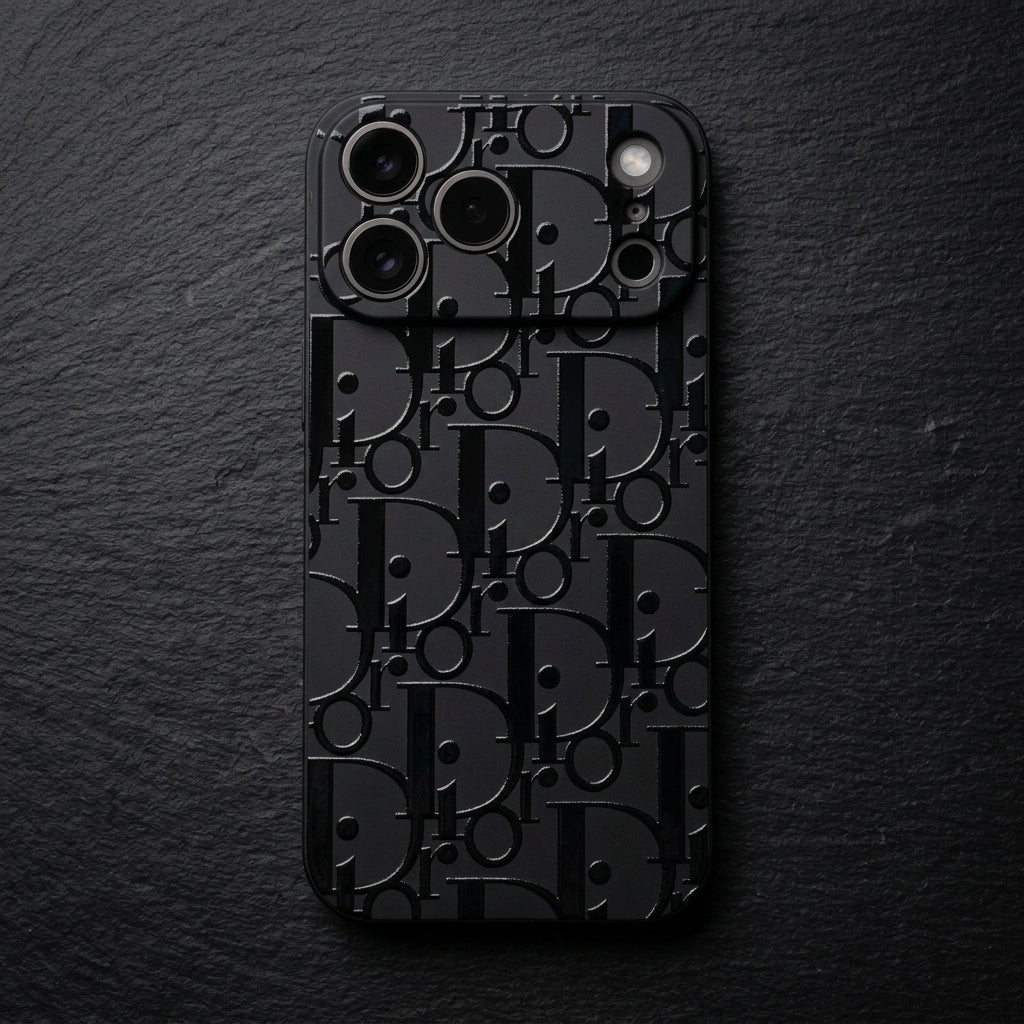 Glossy Black on Black Monogram Phone Case