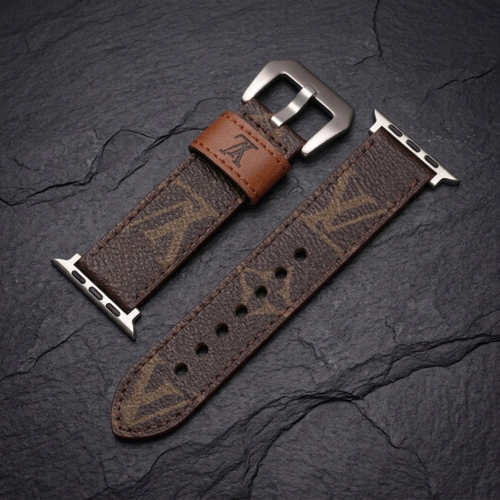LV-Luxury Leather Apple Watch Band