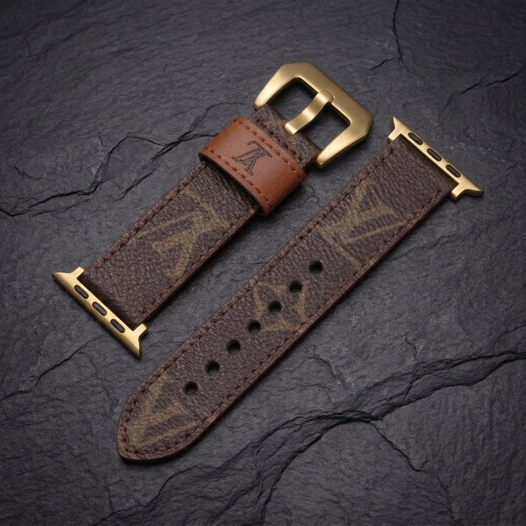 LV-Luxury Leather Apple Watch Band