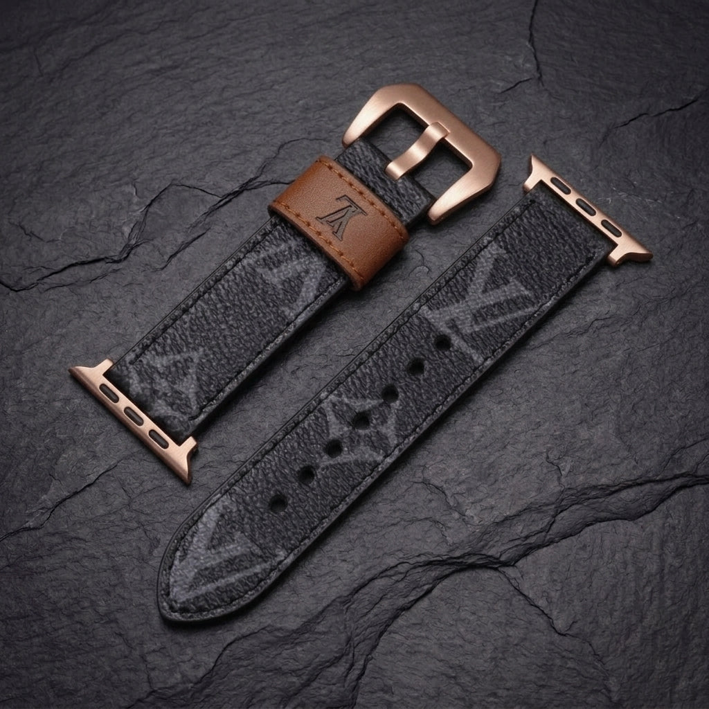 LV-Luxury Leather Apple Watch Band