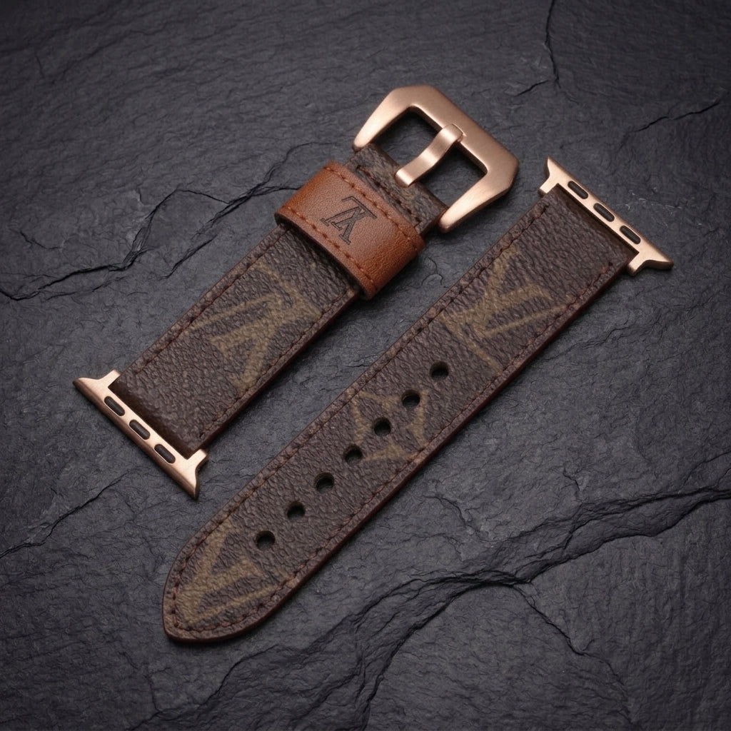 LV-Luxury Leather Apple Watch Band