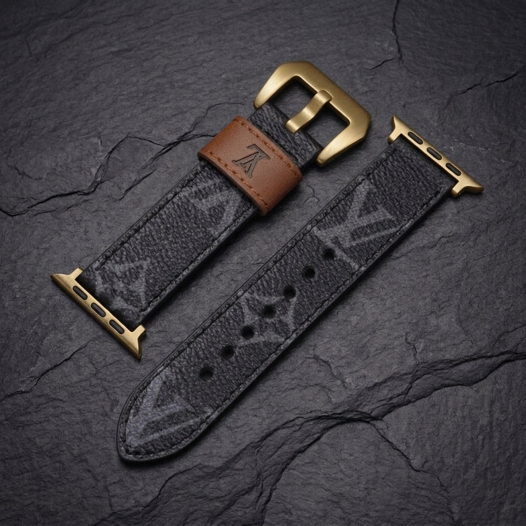 LV-Luxury Leather Apple Watch Band