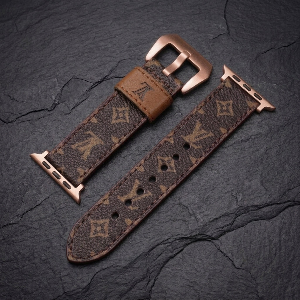 LV-Luxury Leather Apple Watch Band