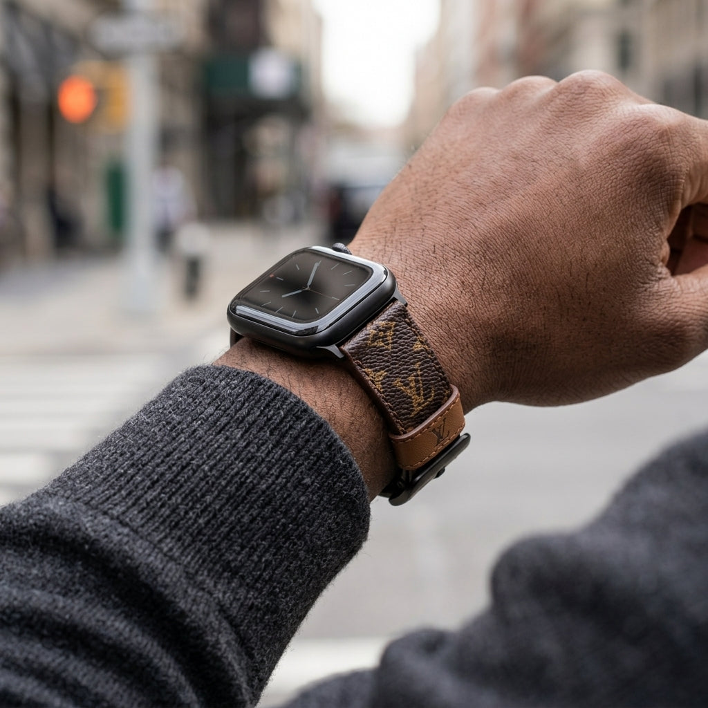 LV-Luxury Leather Apple Watch Band