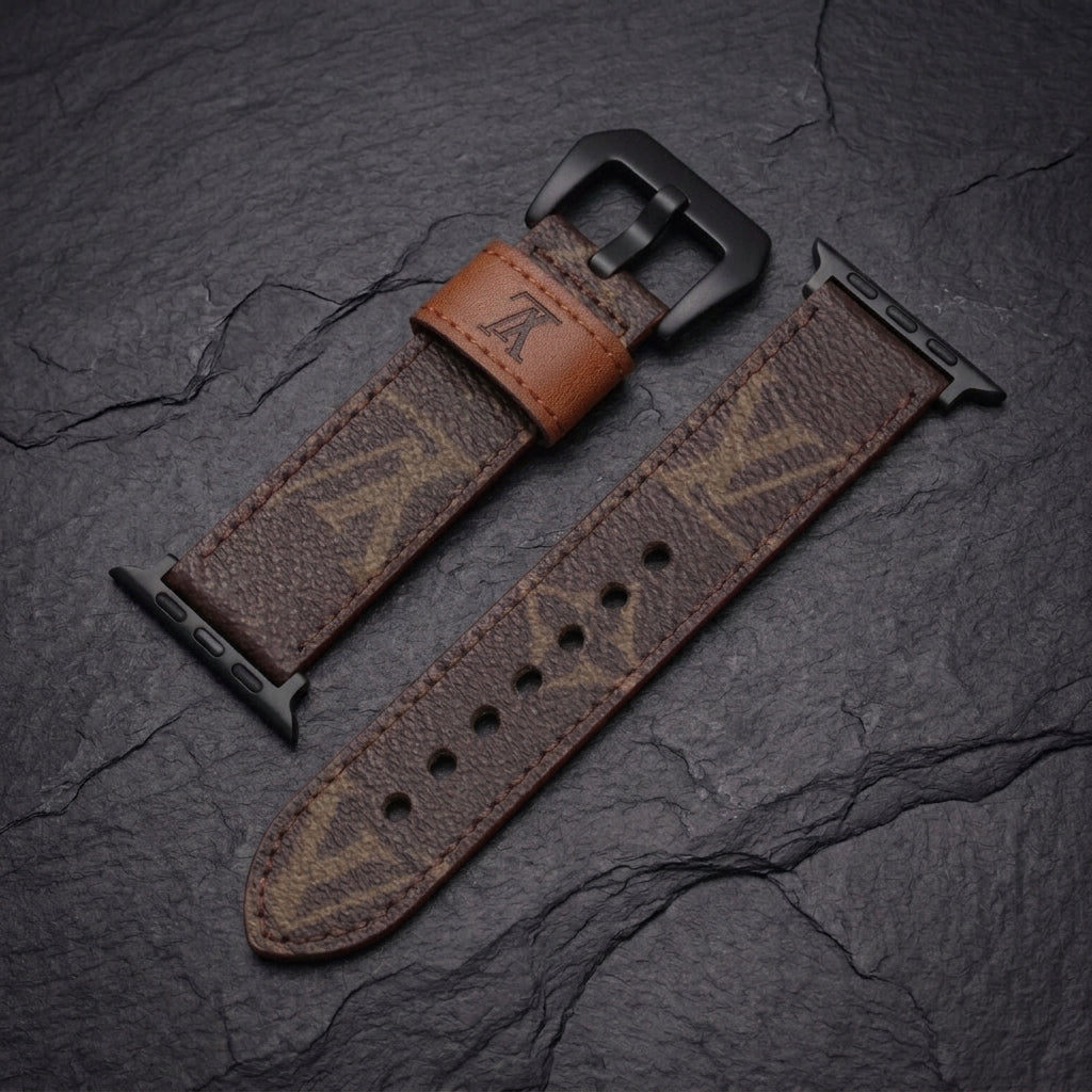 LV-Luxury Leather Apple Watch Band