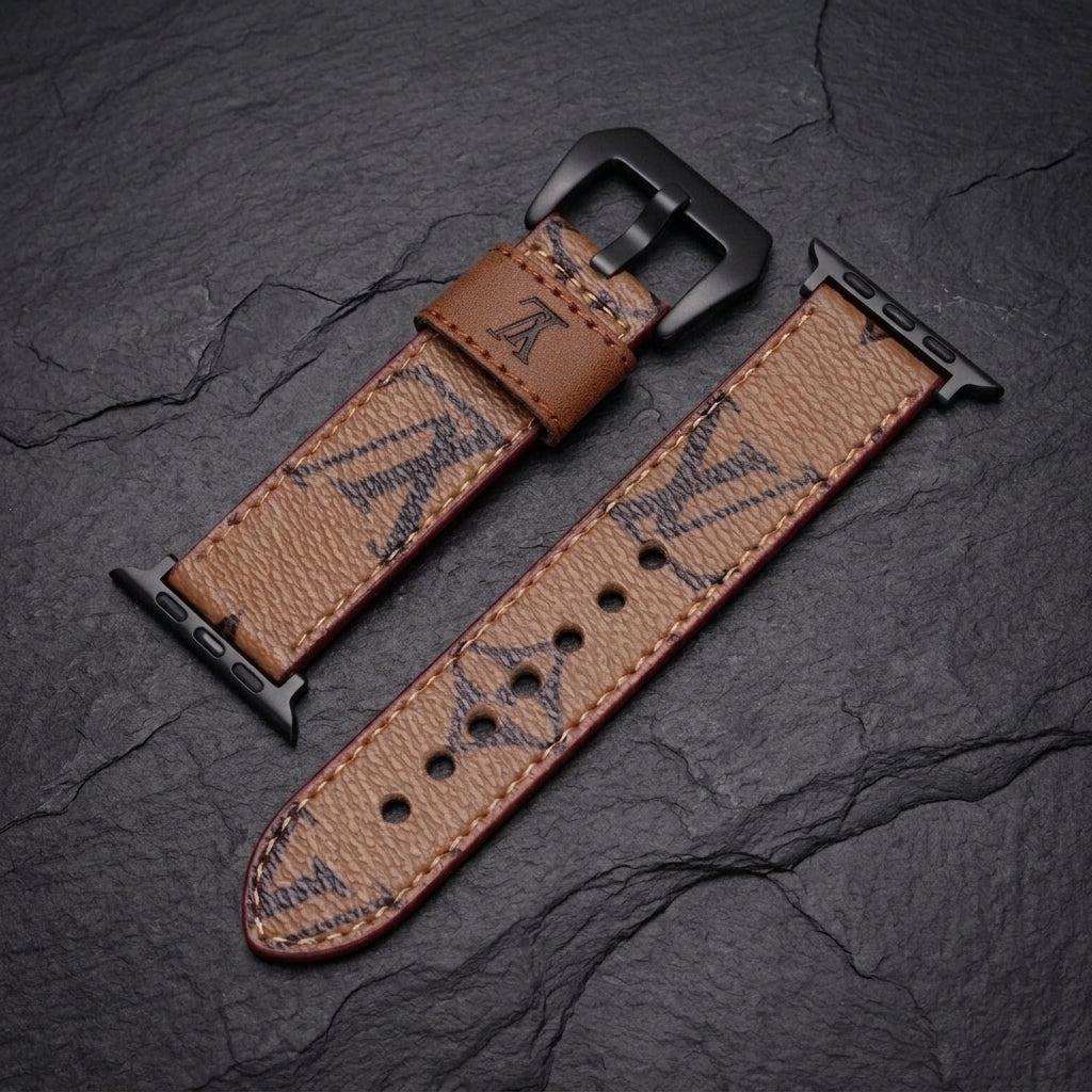LV-Luxury Leather Apple Watch Band