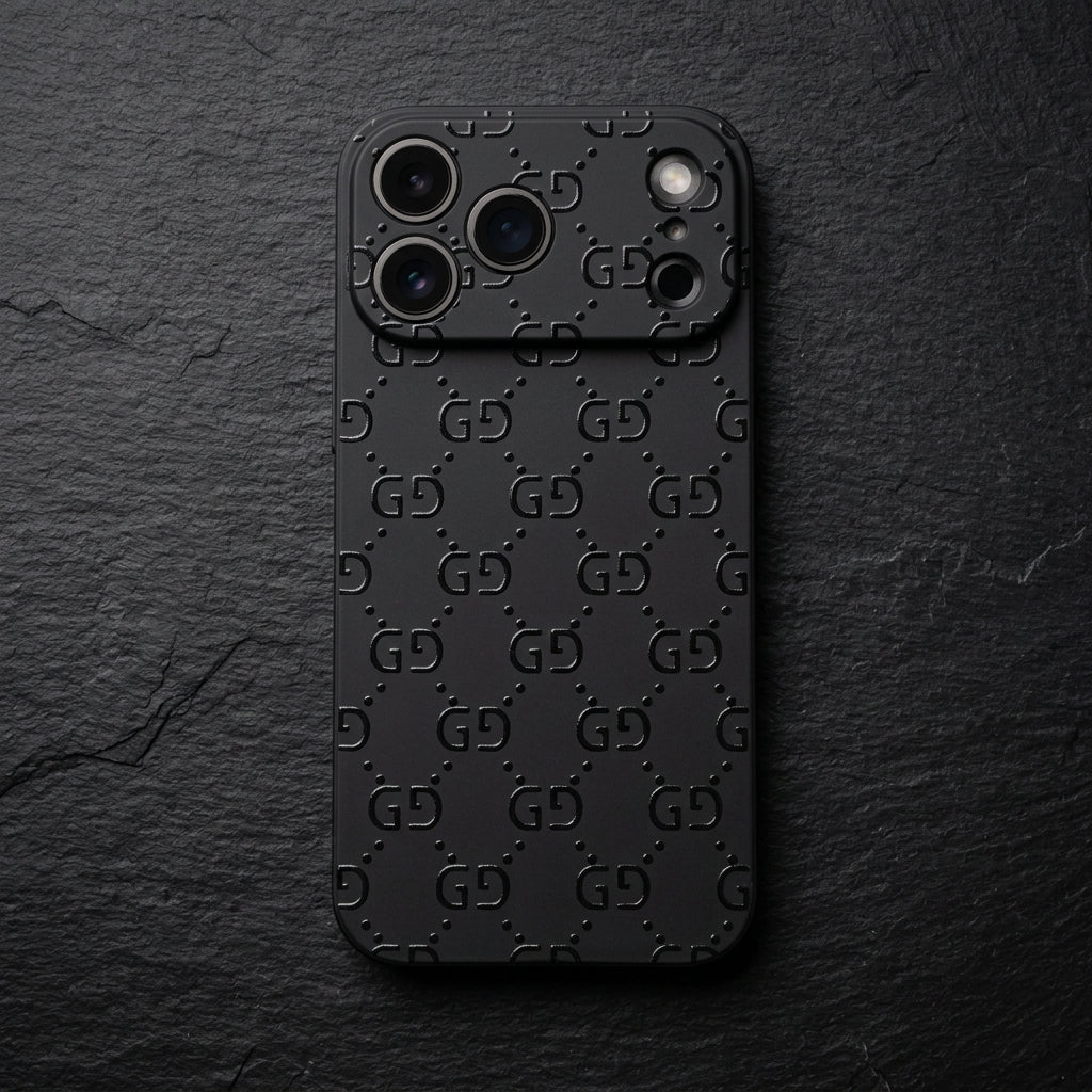Glossy Black on Black Monogram Phone Case