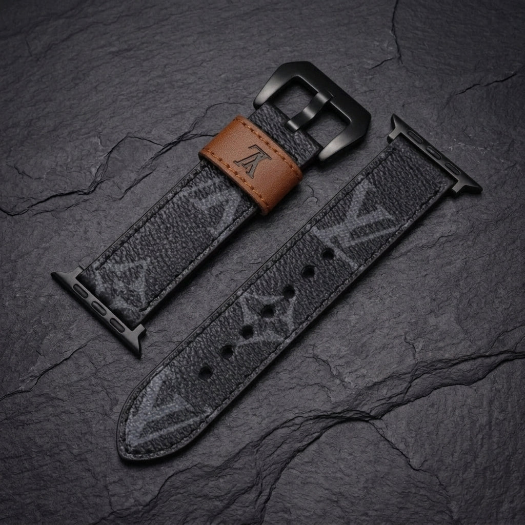 LV-Luxury Leather Apple Watch Band