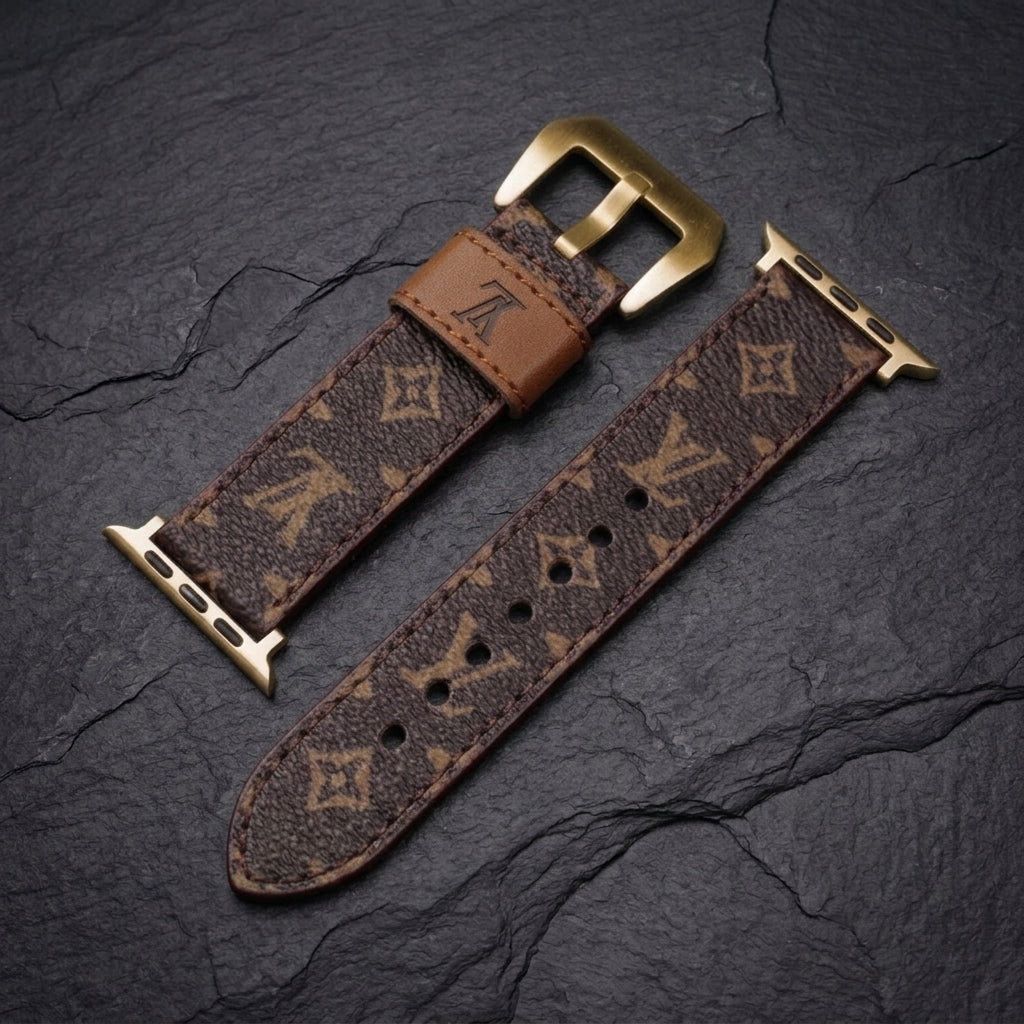 LV-Luxury Leather Apple Watch Band