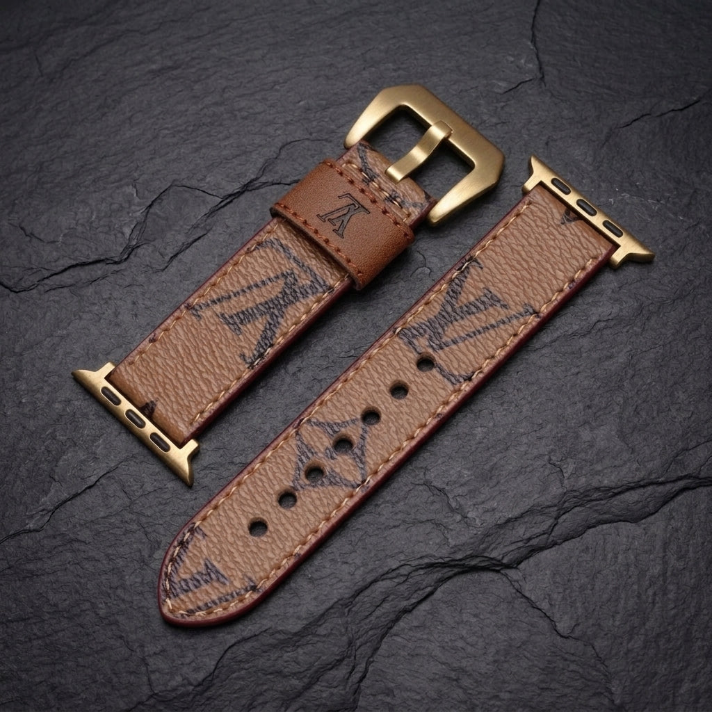 LV-Luxury Leather Apple Watch Band