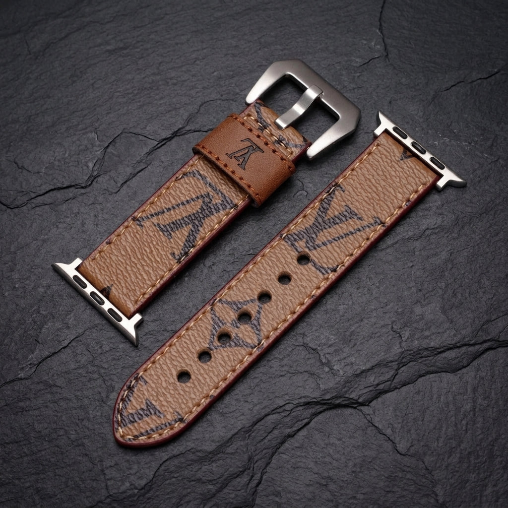 LV-Luxury Leather Apple Watch Band
