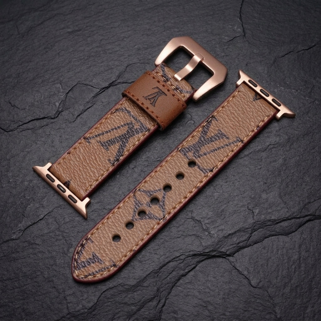 LV-Luxury Leather Apple Watch Band
