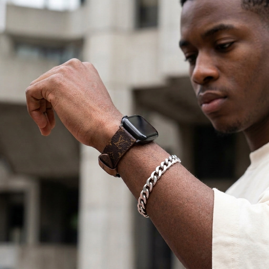 LV-Luxury Leather Apple Watch Band
