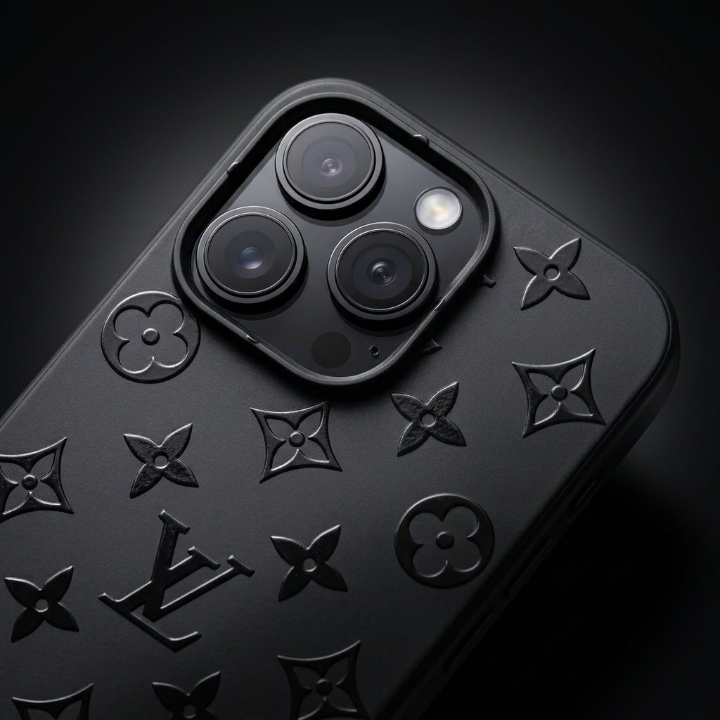 Glossy Black on Black Monogram Phone Case