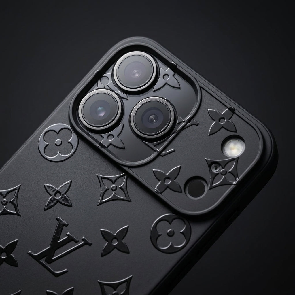 Glossy Black on Black Monogram Phone Case