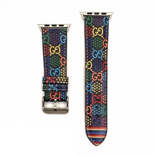 GG Print Luxury Leather Apple Watch Band