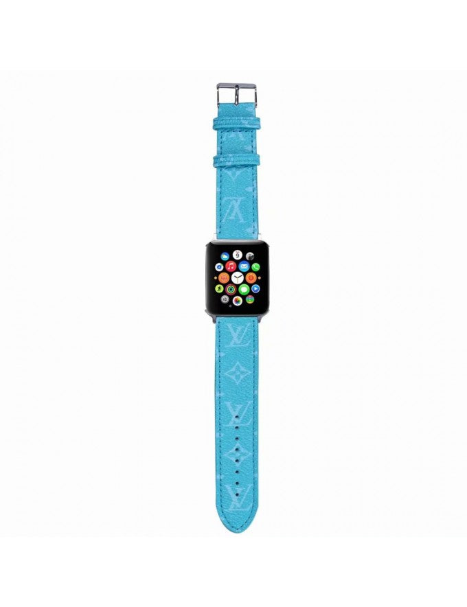LV Multicolored Luxury Leather Apple Watch Band