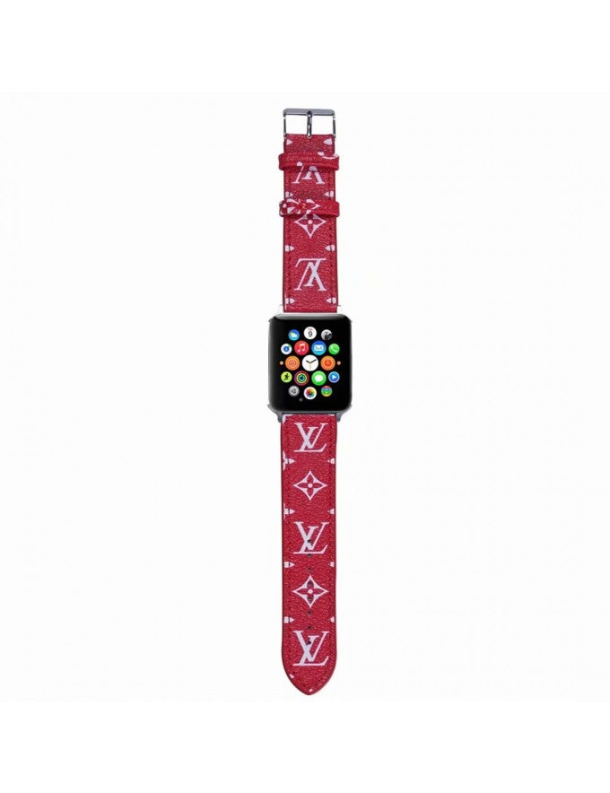 LV Multicolored Luxury Leather Apple Watch Band