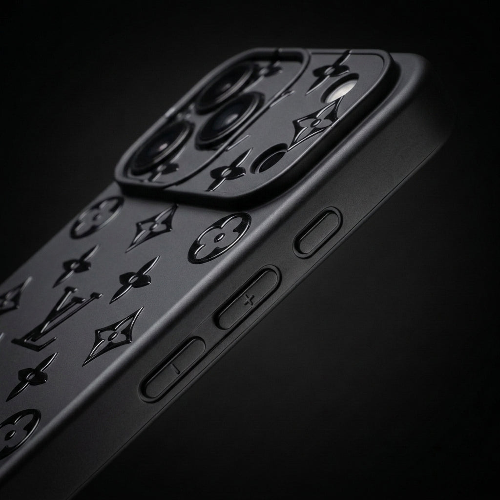 Glossy Black on Black Monogram Phone Case